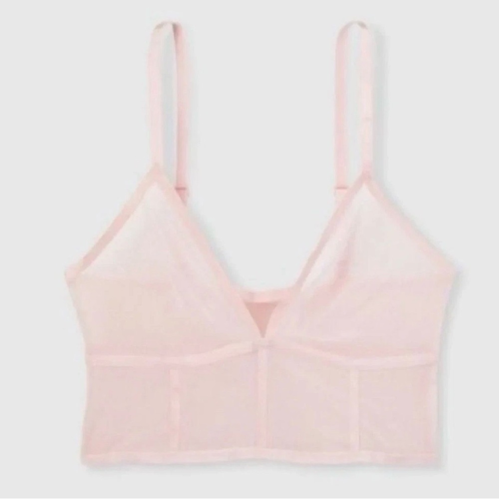 Auden Pink Bralette Wireless Pullover Mesh Longline Bra